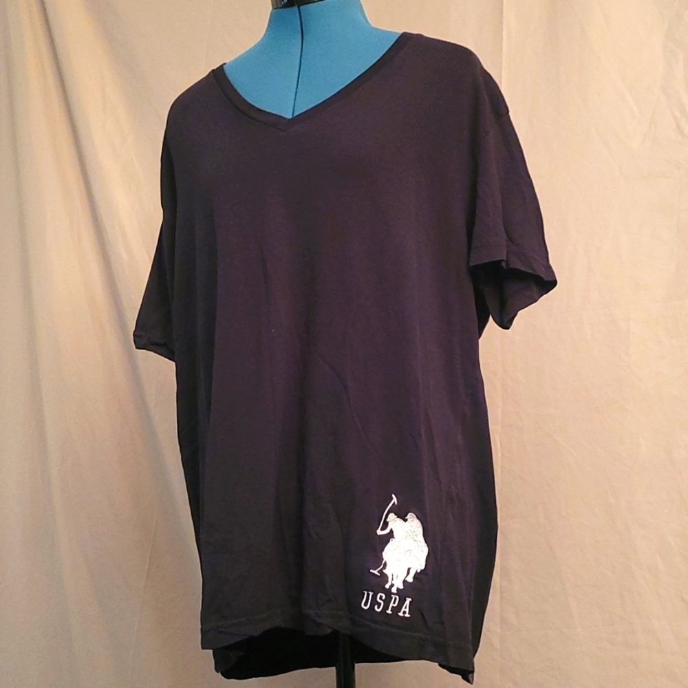 Buy 1 Get 2nd 50% Off: US Polo Association Black V-Neck T-Shirt Men's Size XL